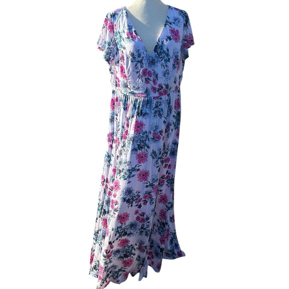 Torrid Challis Maxi Wrap Dress Womens Plus Size 1 Floral Feminine Romantic Flowy - Picture 1 of 14